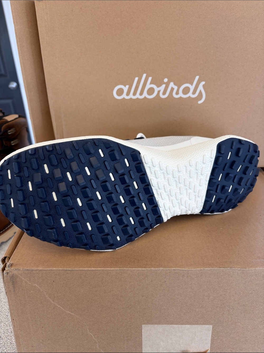 allbirds Men's White and Navy Tree Tree Dasher Sneakers - Picture 2 of 4